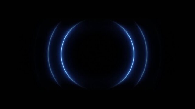 Glowing neon circle radio wave icon background video. Technology radio station voice signal Motion graphic 4k animation video.