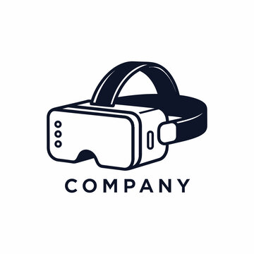 Minimalist virtual reality headset line art logo.