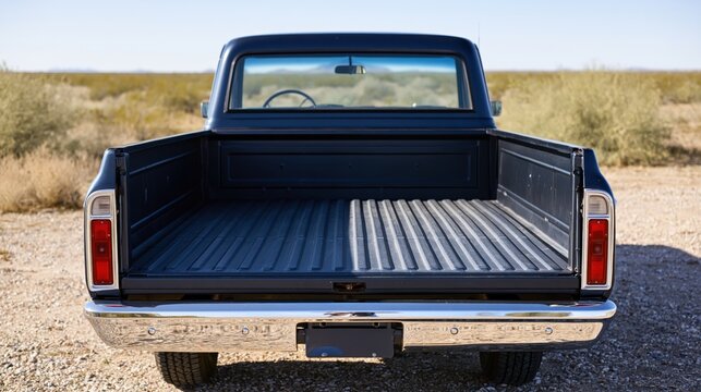 The Pickup Truck Bed in Desert Light with Open Tailgate