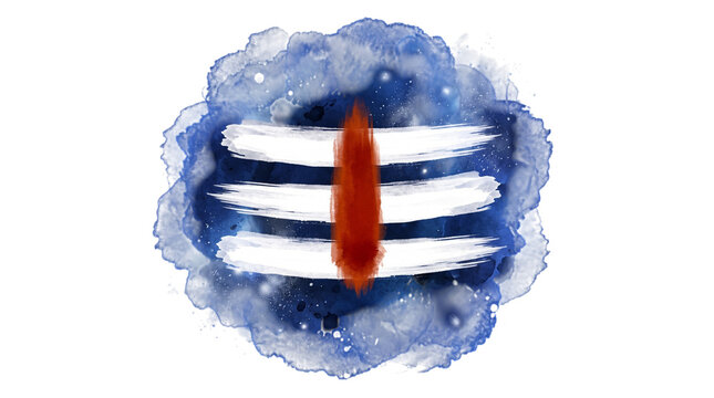 Lord shiva tripundra tilak with blue watercolor background isolated on transparent background