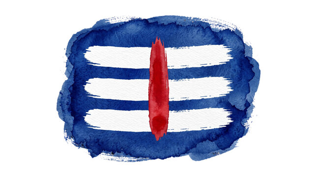 Traditional shiva tripundra symbol with blue watercolor wash isolated on transparent background
