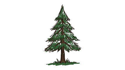 Obraz premium Charming 2D Vector Illustration of a Lone Coniferous Pine Tree Isolated on a Minimalist Background