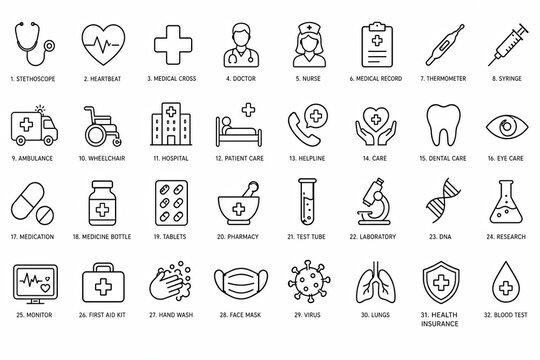 Set of black business and communication line icons