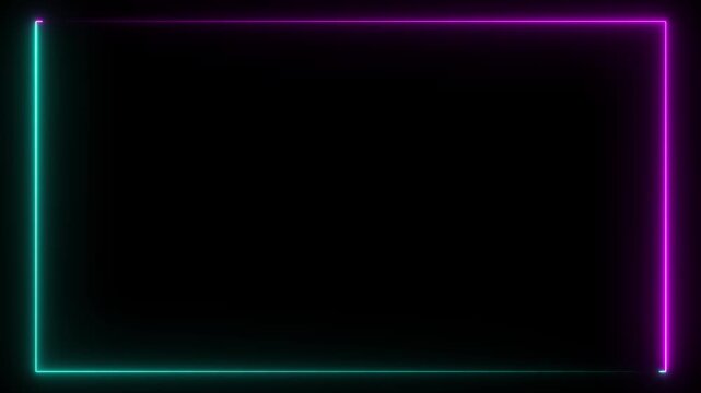 Abstract futuristic background with cyne pink glowing neon light frame illuminated. Seamless looping animation on Motion graphic 4k animation video.