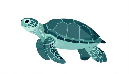 Fototapeta premium Sea turtle illustration. Isolated marine reptile graphic for aquatic design projects.