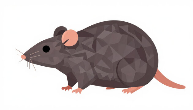 Geometric low poly mouse illustration. Isolated vector rat design with modern triangular style.