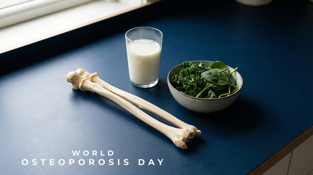 World Osteoporosis Day Concept Image, highlighting strong bones, nutrition, exercise, and osteoporosis awareness.