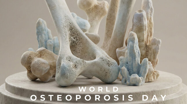 World Osteoporosis Day Concept Image, highlighting strong bones, nutrition, exercise, and osteoporosis awareness.
