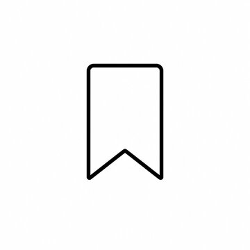 Minimalist black outline bookmark ribbon icon with notched bottom edge on white background