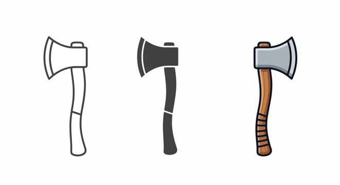 Collection of sharp forest wood axes - Glyph and solid icon set - logo icons. Blue, Black and white icons - Icon vector