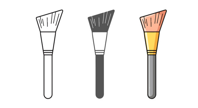 Cosmetic makeup brush vector icon set - Glyph and solid icon set - logo icons. Blue, Black and white icons - Icon vector