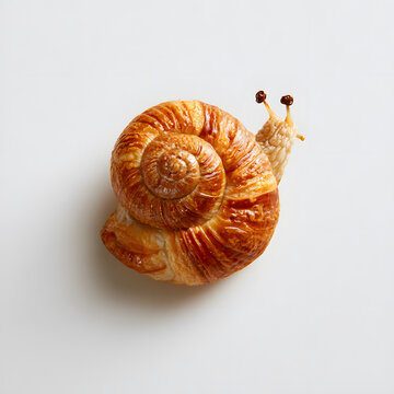 Croissant Snail With Chocolate Antennae Side View