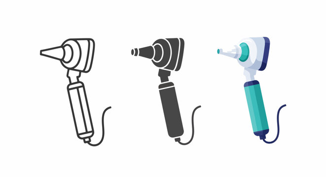 Medical otoscope ear tool vector icon - Clipart, sticker - Line and glyph solid icon and logo template - icon set 