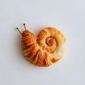 Croissant Pastry Shaped Like a Snail With Antennae