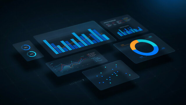 technology and busingess theme background Modern digital dashboard with analytics charts and data visualizations on multiple screens