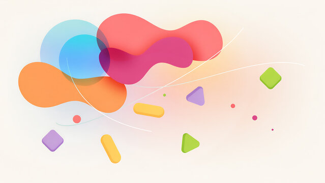 technology and busingess theme background Colorful abstract geometric shapes floating in soft pastel background