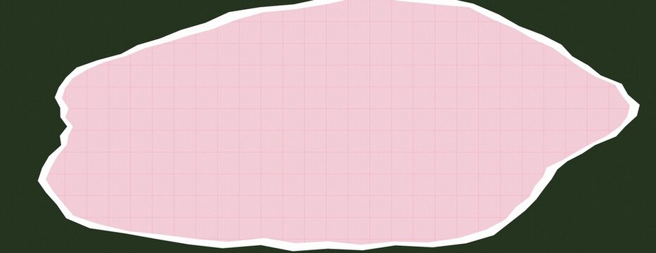 Pink abstract shape isolated on white grid background