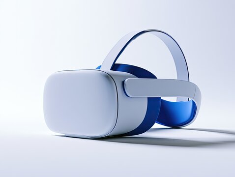 Modern Virtual Reality Headset on a Clean White Background.