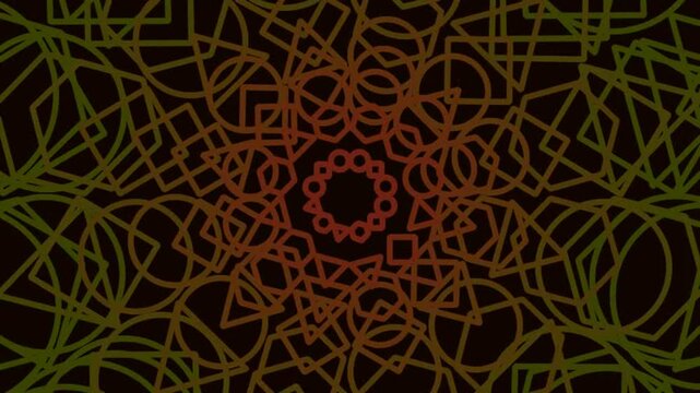 Abstract geometric pattern with circular and linear shapes on dark background