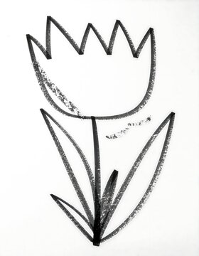 Black and white line art of a trophy cup with wings.