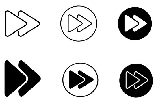  Forward arrow icon set in filled flat and line styles for navigation, sharing, transfer and web UIs.
