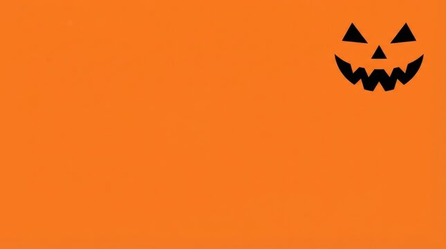Halloween orange banner with jack o lantern face silhouette