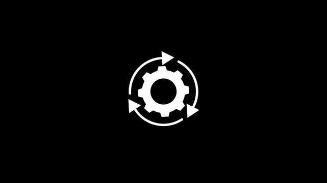 Animated Automation Icon With Gear and Circle Arrow Rotate Clean White Loop Transparent Background