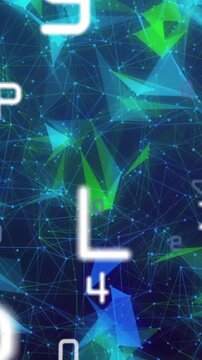 Multiple changing numbers and alphabets against spinning globe of network of connections
