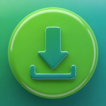 Green circular download button on smartphone icon