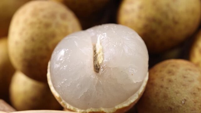 Fresh Longan Fruits in a Woven Basket