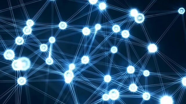 Abstract digital plexus network, glowing blue neural connection lines, futuristic technology data structure background