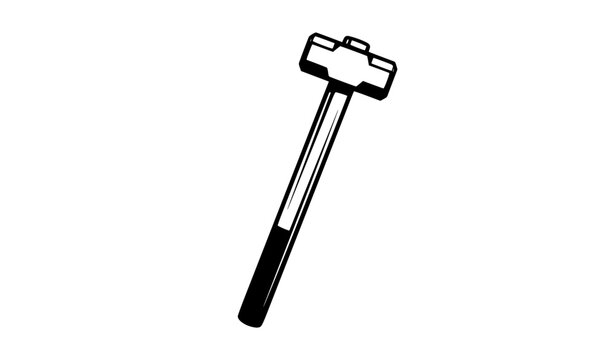 Large Sledgehammer Black and White Vector Illustration for Construction and Demolition