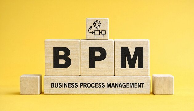 Wooden blocks with the acronym BPM for business process management concept