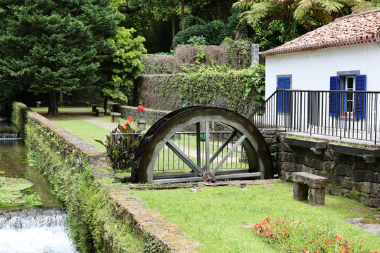 Nostalgic water mill in the municipality of Furnas, Sao Miguel, Azores, Portugal