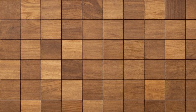 Seamless texture background of square wooden tiles arranged in a grid pattern
