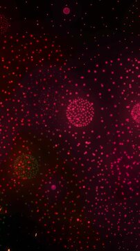 Animation of shapes and fireworks on black backrgound