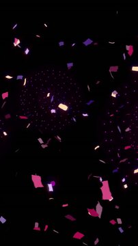 Animation of flowers over shapes on black backrgound