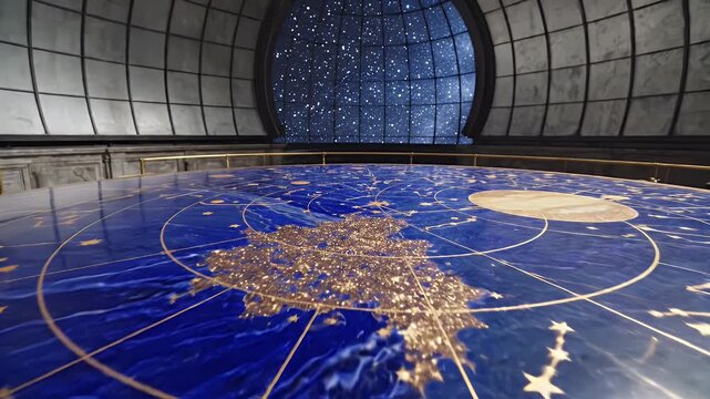 Vintage observatory with celestial globe map and antique telescopes, exploring the cosmos