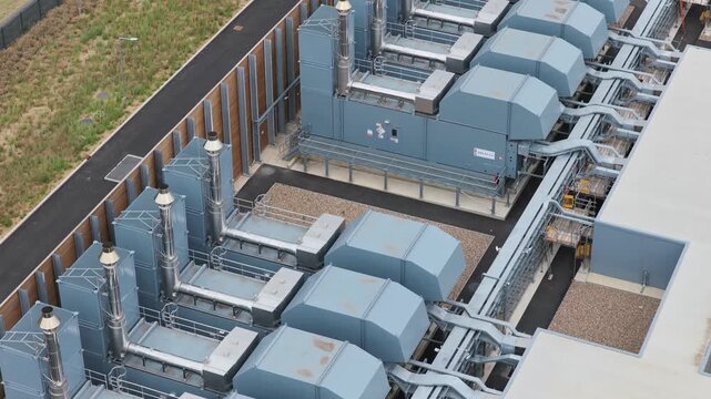 Large industrial backup generators outside data centers provide essential power and cooling to ensure reliable, secure digital storage.