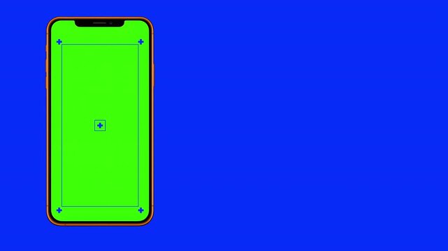 Realistic matte orange phone frame animates onto the screen. Smartphone mock up concept graphic template. 4k chroma key ready. Track points.