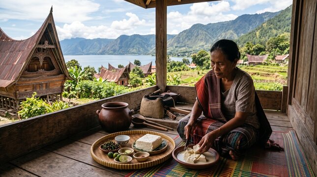 Batak woman cooking