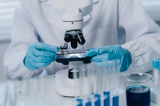 Scientists research biochemicals in a laboratory to advance health care innovation