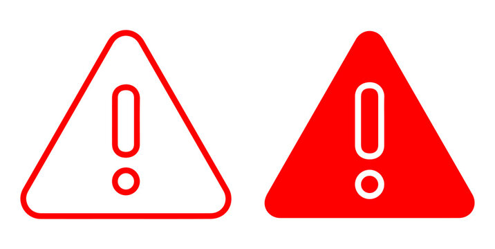 warning alert icon set with outline and solid triangle symbols for safety hazard caution emergency danger and security PNG