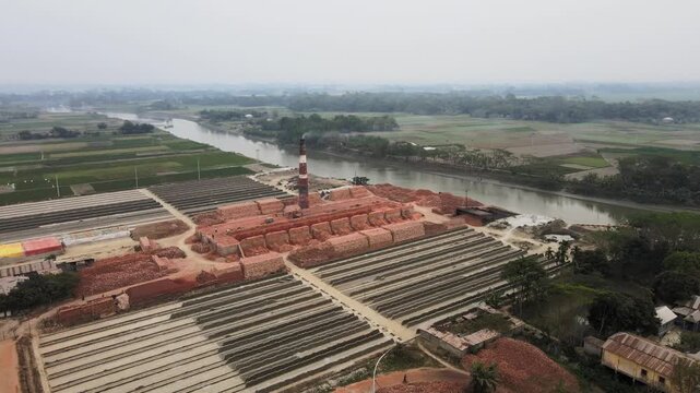Traditional Brick Kiln Producing Construction Materials in Bangladesh