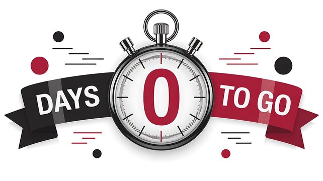 Countdown timer showing zero days to go for deadline and event completion