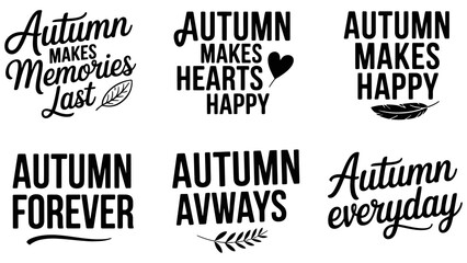 Obraz premium Autumn lettering quotes set, fall typography vector, seasonal hand drawn text Editable Vector