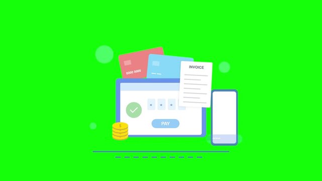 Secure mobile and web payment processing animation