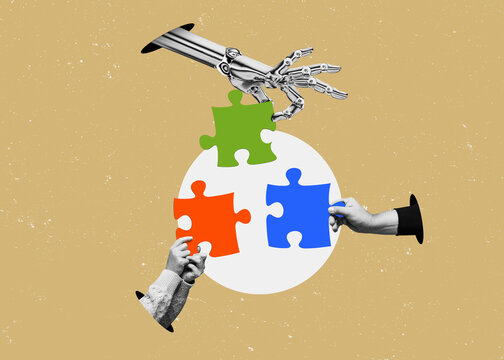Teamwork between business and ai - artificial intelligence, working together.