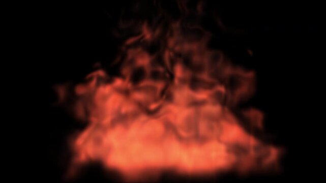 4k Realistic fire flames VFX animation burning on a black background for digital motion graphics design
