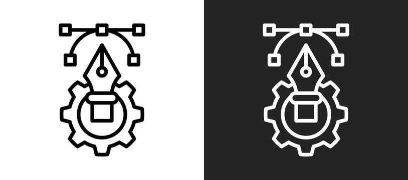 Pen Tool Icon On White and Black Backgrounds.   
